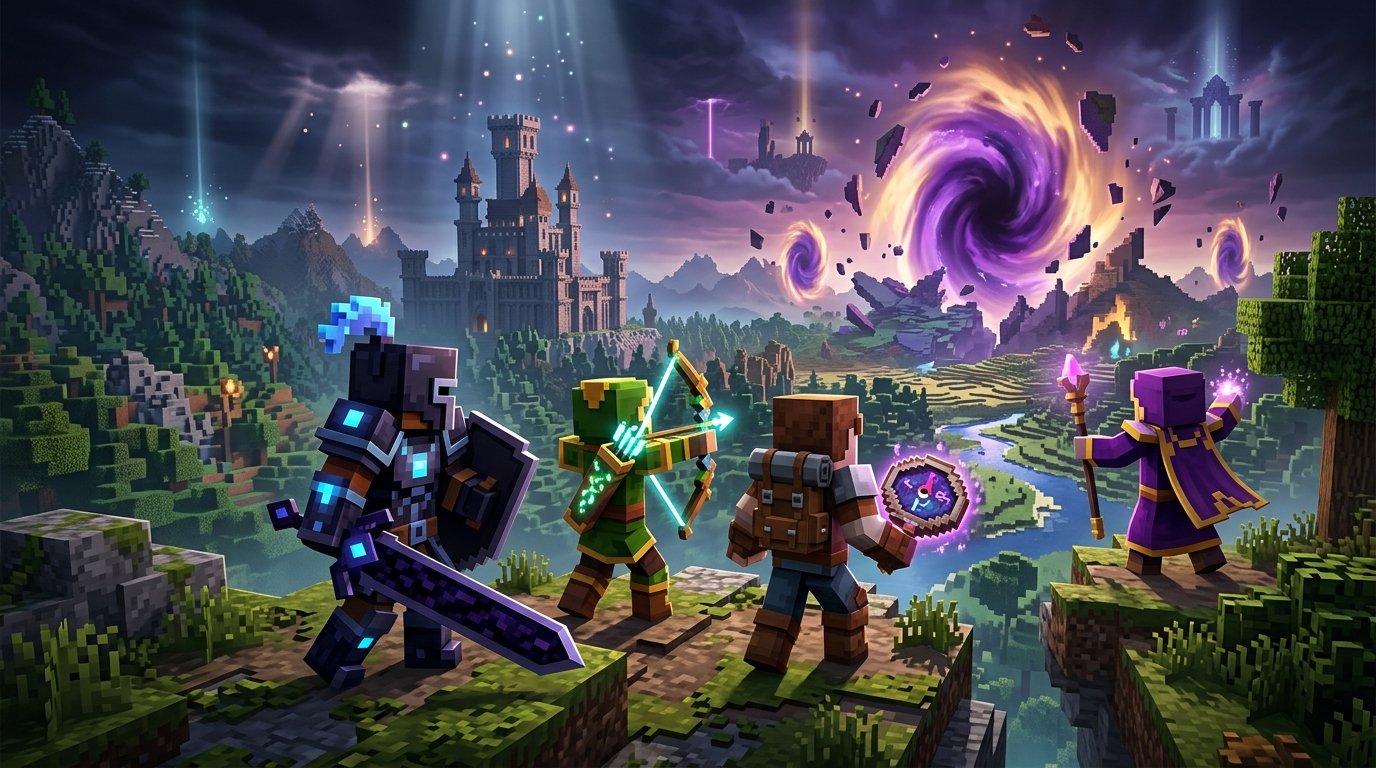 Minecraft Dungeons 2 Open World Adventurers and The Sift Dimension Banner
