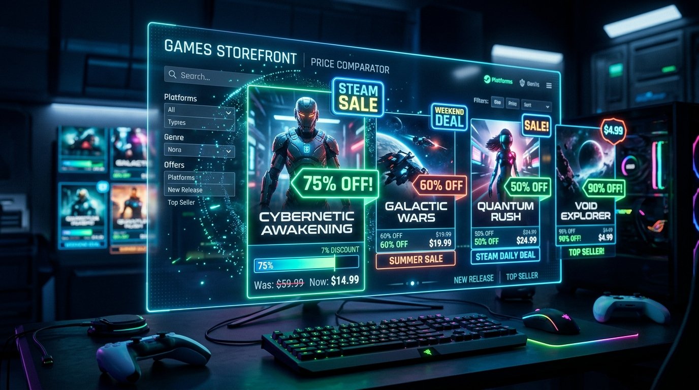 PC Game Deals Tracker and Steam Price Comparator Interface