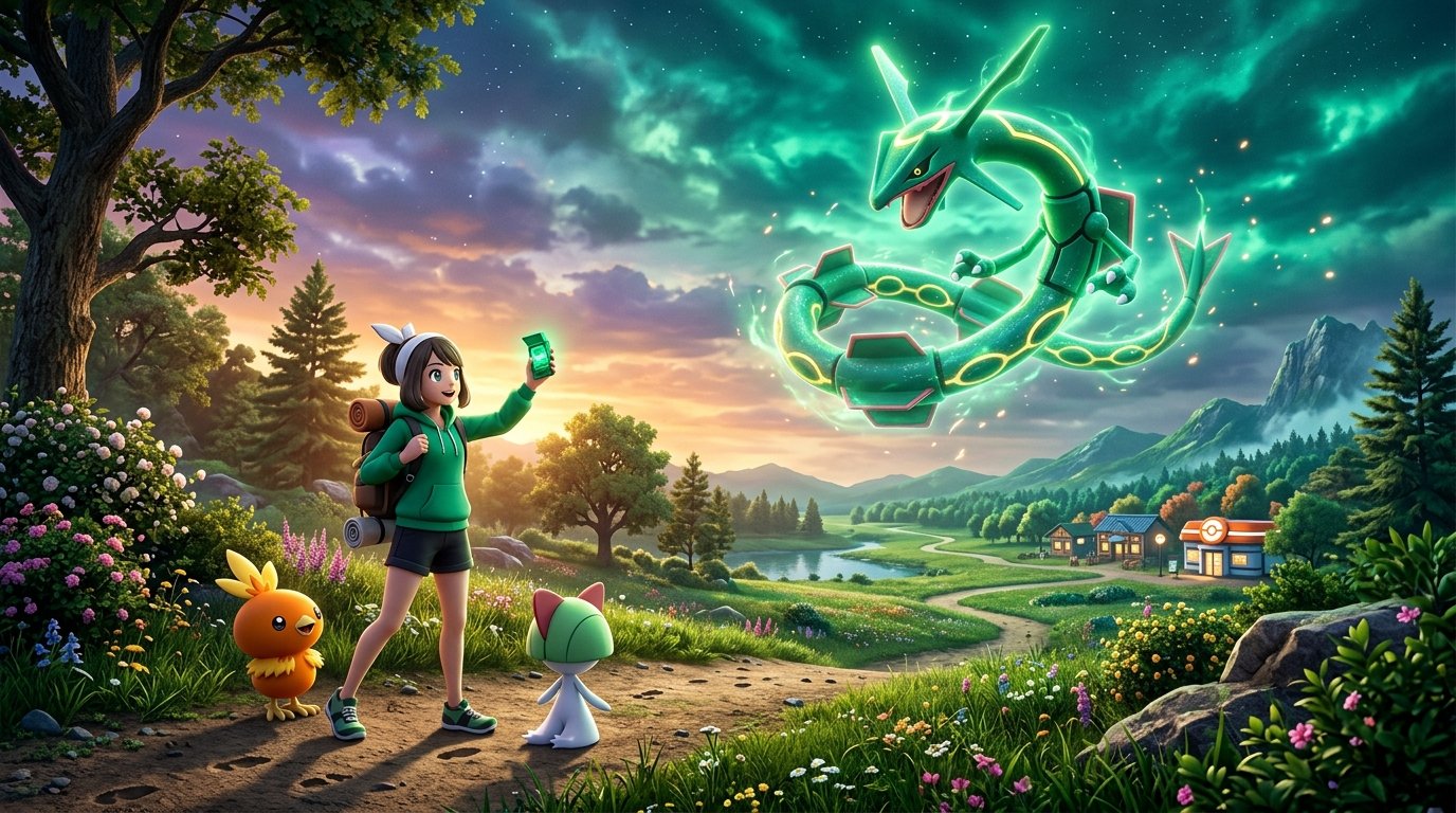 Pokémon Gamma Emerald Route 102 Ralts encounter and Rayquaza in Hoenn